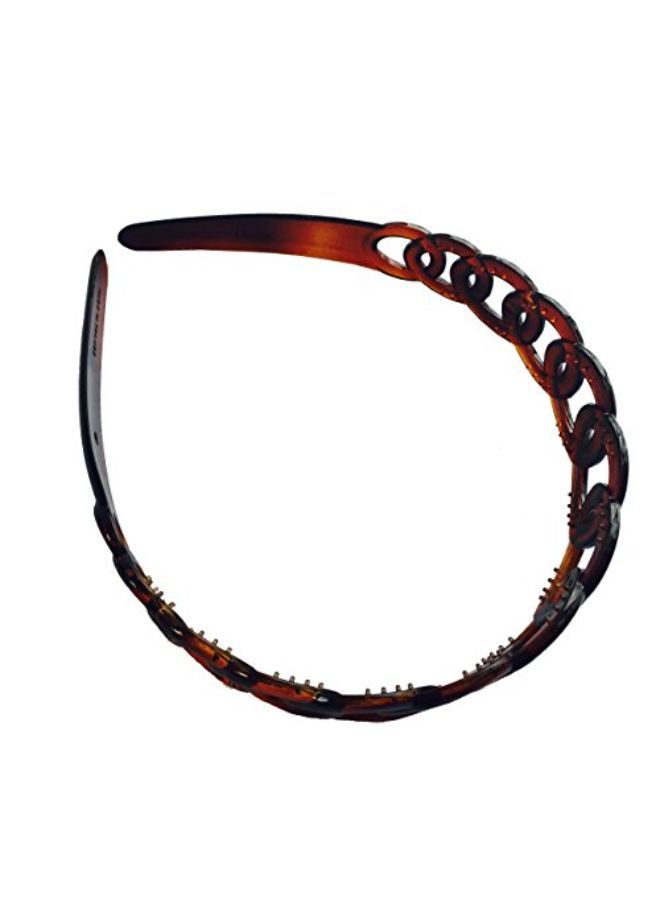 French Round Chain Tortoise Shell Brown Celluloid Acetate Flexible No Slip Sturdy And Durable Hair Clips Hair Headband For Women And Girls, Made In France