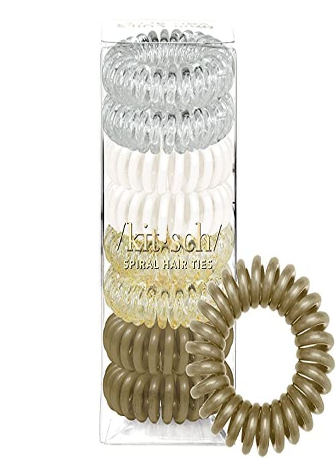 Spiral Hair Ties, Coil Hair Ties, Phone Cord Hair Ties, Ponytail Hair Coils No Crease - 8 Pcs, Blonde