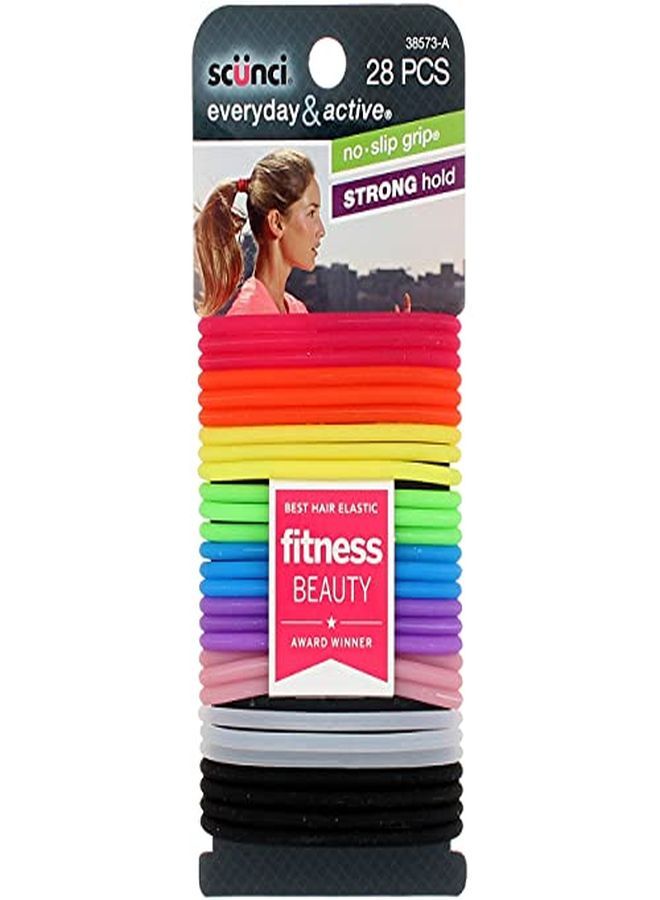 No-Slip Grip Gel Evolution Ponytailers Elastics, Assorted Colors, 28-Pieces (1-Pack)