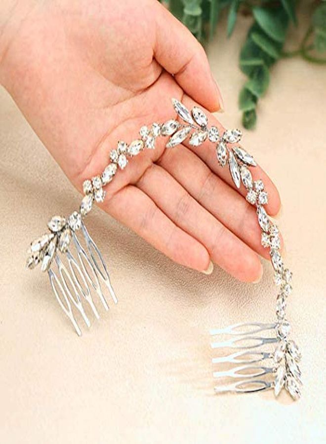 Wedding Crystal Hair Combs Bridal Headpieces Wedding Hair Accessories For Brides (Silver)