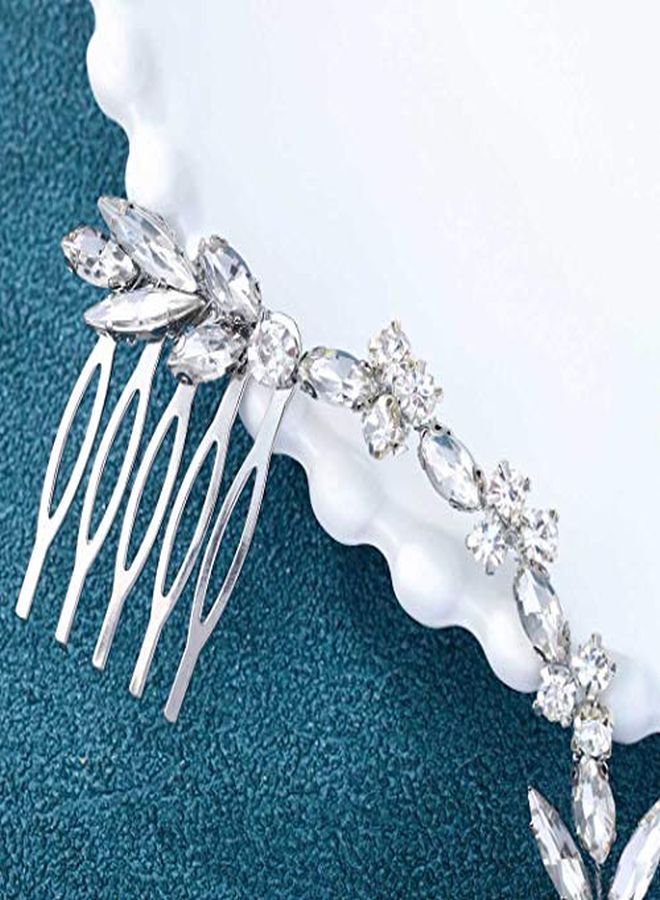 Wedding Crystal Hair Combs Bridal Headpieces Wedding Hair Accessories For Brides (Silver)