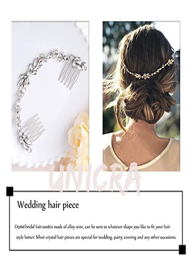 Wedding Crystal Hair Combs Bridal Headpieces Wedding Hair Accessories For Brides (Silver)