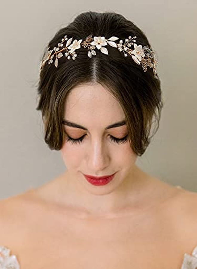 Handmade Bridal Headband Flower Wedding Hair Accessories For Brides Hair Pieces Gold Flower Girl Headpieces