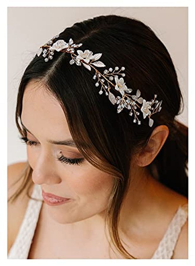 Handmade Bridal Headband Flower Wedding Hair Accessories For Brides Hair Pieces Gold Flower Girl Headpieces