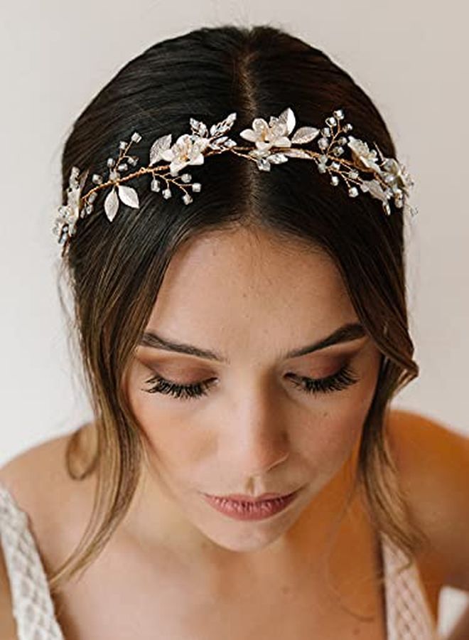 Handmade Bridal Headband Flower Wedding Hair Accessories For Brides Hair Pieces Gold Flower Girl Headpieces