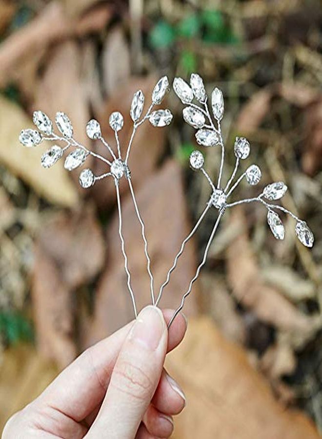 Bride Wedding Crystal Hair Pins Bridal Rhinestone Hair Pieces Wedding Hair Accessories For Women And Girls (A-Silver)