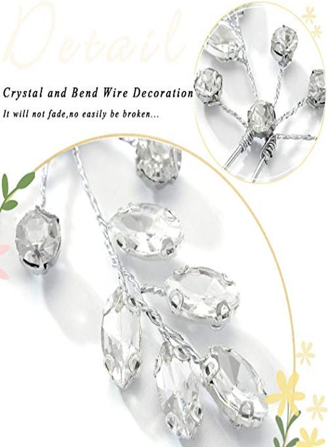 Bride Wedding Crystal Hair Pins Bridal Rhinestone Hair Pieces Wedding Hair Accessories For Women And Girls (A-Silver)