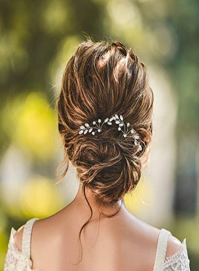 Bride Wedding Crystal Hair Pins Bridal Rhinestone Hair Pieces Wedding Hair Accessories For Women And Girls (A-Silver)