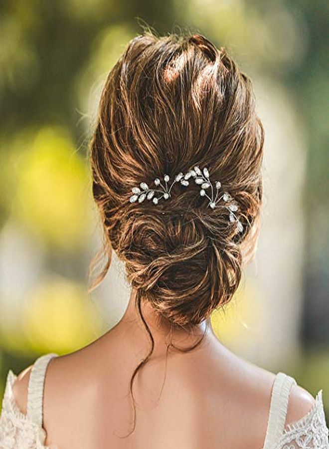 Bride Wedding Crystal Hair Pins Bridal Rhinestone Hair Pieces Wedding Hair Accessories For Women And Girls (A-Silver)