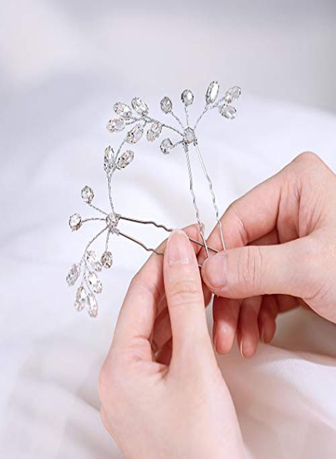 Bride Wedding Crystal Hair Pins Bridal Rhinestone Hair Pieces Wedding Hair Accessories For Women And Girls (A-Silver)