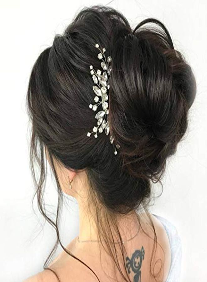 Bride Silver Wedding Hair Comb Sparkly Crystal Bridal Hair Piece Rhinestone Hair Accessorie For Women And Girls (A-Silver)