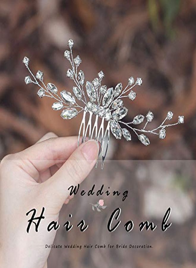 Bride Silver Wedding Hair Comb Sparkly Crystal Bridal Hair Piece Rhinestone Hair Accessorie For Women And Girls (A-Silver)