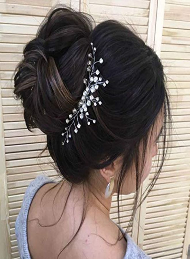 Bride Silver Wedding Hair Comb Sparkly Crystal Bridal Hair Piece Rhinestone Hair Accessorie For Women And Girls (A-Silver)