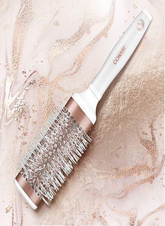 Double Ceramic Thermal Round Hair Brush With Nylon Bristles To Smooth And Create Waves (Packaging May Vary) 1 Count