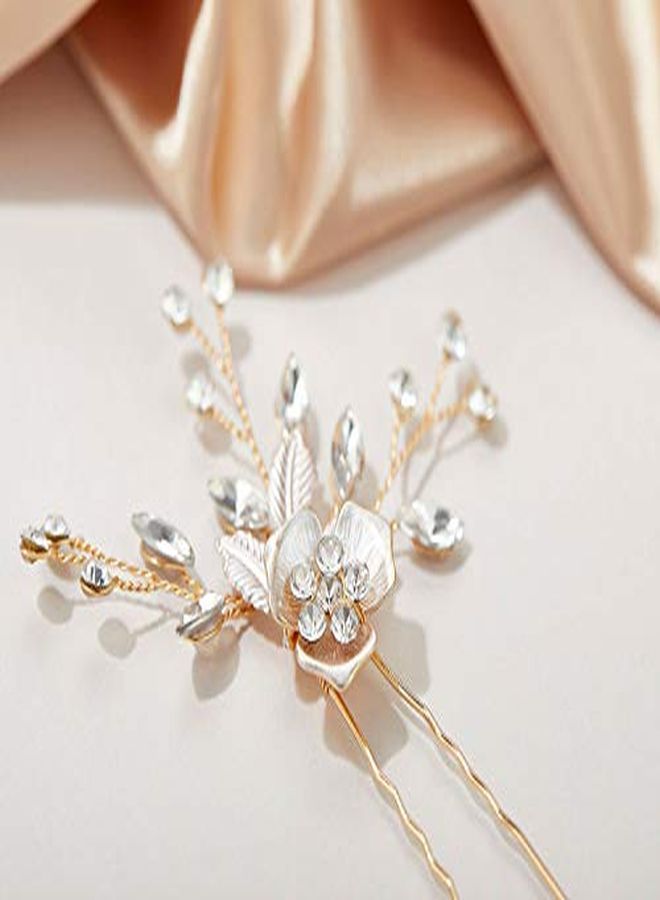 2Pcs Wedding Hair Pins Bridal Rhinestone Wedding Hair Accessories Hair Pieces For Brides BridesmaidRose Gold