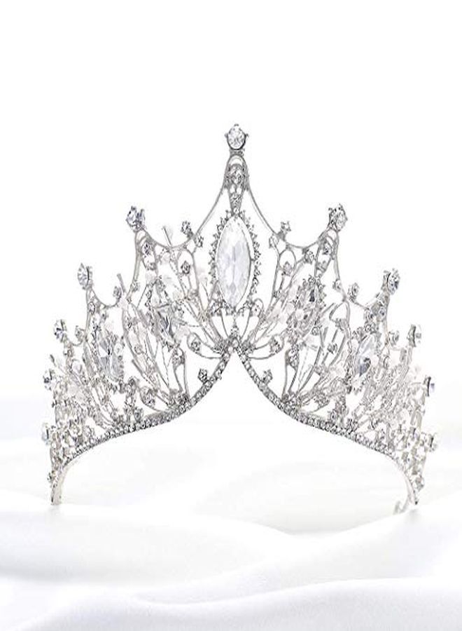 Wedding Crowns And Tiaras Costume Rhinestones Silver Flower Queen Crown Bridal For Women And Girls (A Silver)