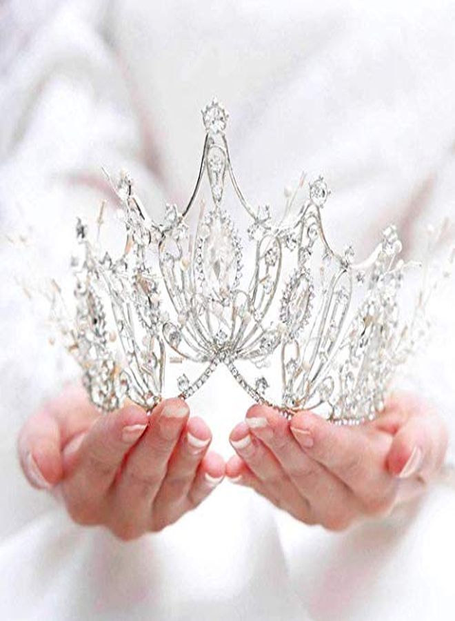 Wedding Crowns And Tiaras Costume Rhinestones Silver Flower Queen Crown Bridal For Women And Girls (A Silver)