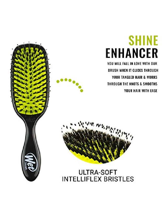 Shine Enhancer Hair Brush Black Exclusive Ultrasoft Intelliflex Bristles Natural Boar Bristles Leave Hair Shiny And Smooth For All Hair Types For Women, Men, Wet And Dry Hair