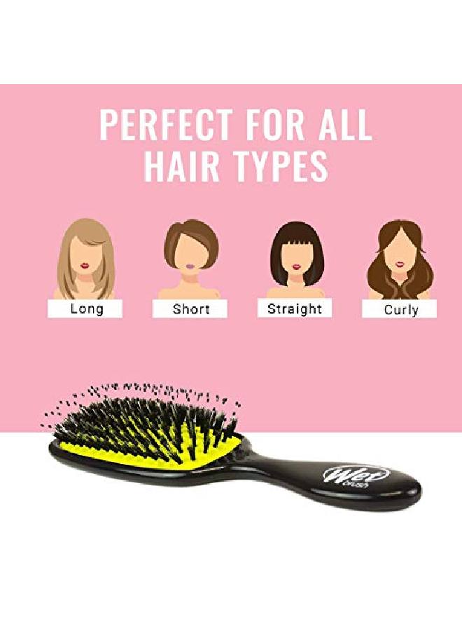 Shine Enhancer Hair Brush Black Exclusive Ultrasoft Intelliflex Bristles Natural Boar Bristles Leave Hair Shiny And Smooth For All Hair Types For Women, Men, Wet And Dry Hair