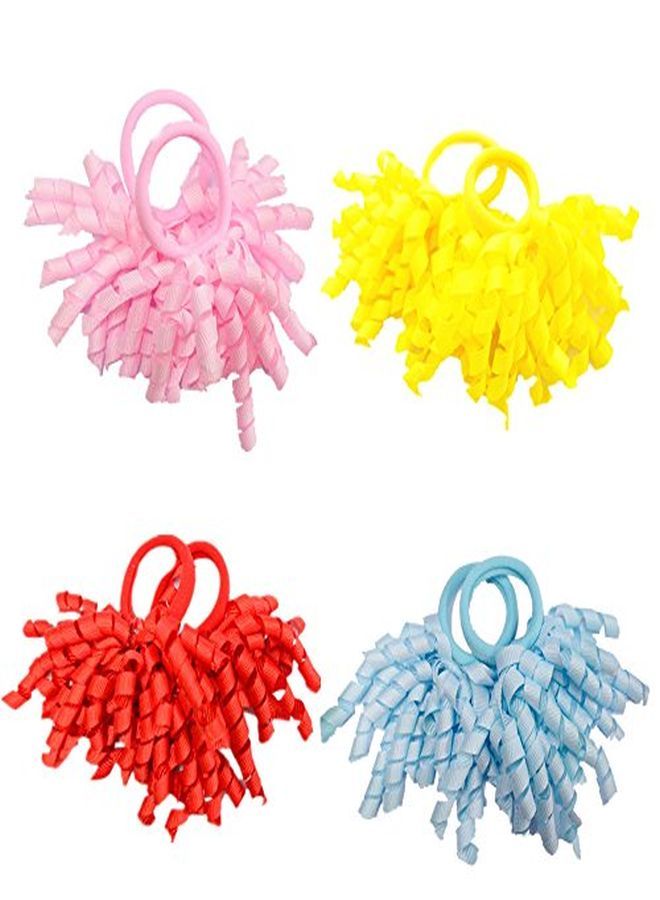 Pack Of 18 Boutique Girls' Solid Curly Korker Bow Hair Ties