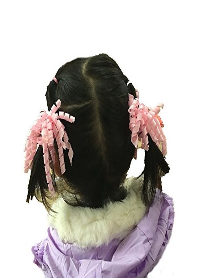 Pack Of 18 Boutique Girls' Solid Curly Korker Bow Hair Ties