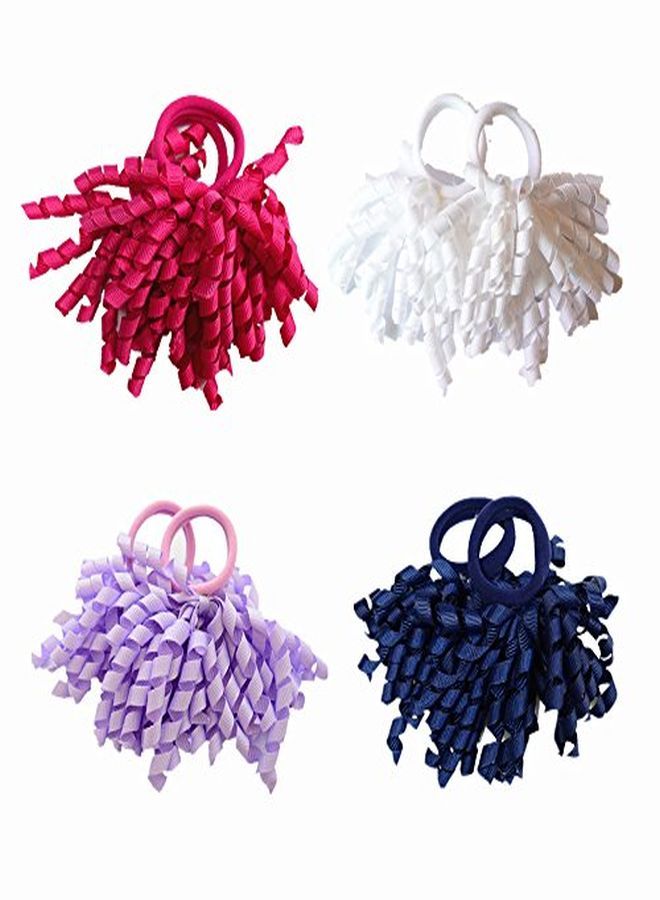 Pack Of 18 Boutique Girls' Solid Curly Korker Bow Hair Ties