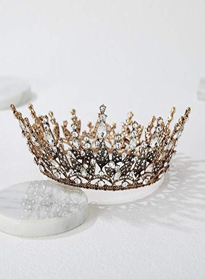 Baroque Queen Crown For Women Rhinestone Wedding Crown Black Tiara Costume Party Accessories For Brithday Prom