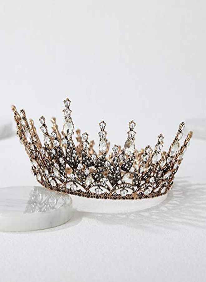 Baroque Queen Crown For Women Rhinestone Wedding Crown Black Tiara Costume Party Accessories For Brithday Prom