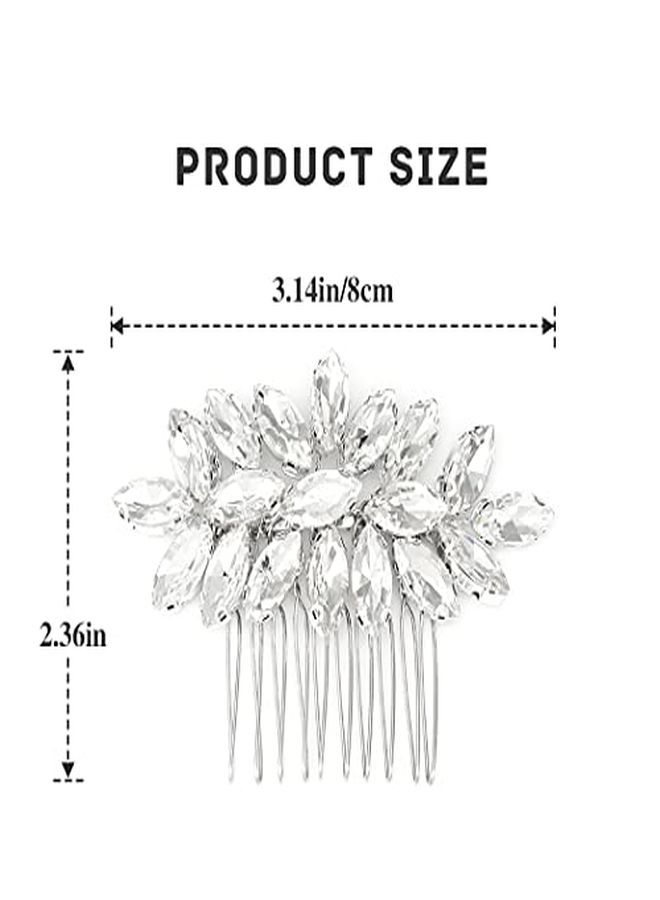 Crystal Wedding Hair Comb Bridal Hair Accessories For Brides And Bridesmaids (ASilver)