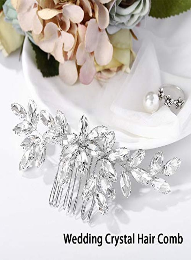 Bride Crystal Wedding Hair Comb Silver Bridal Side Comb Rhinestone Hair Accessorie For Women And Girls (ASilver)