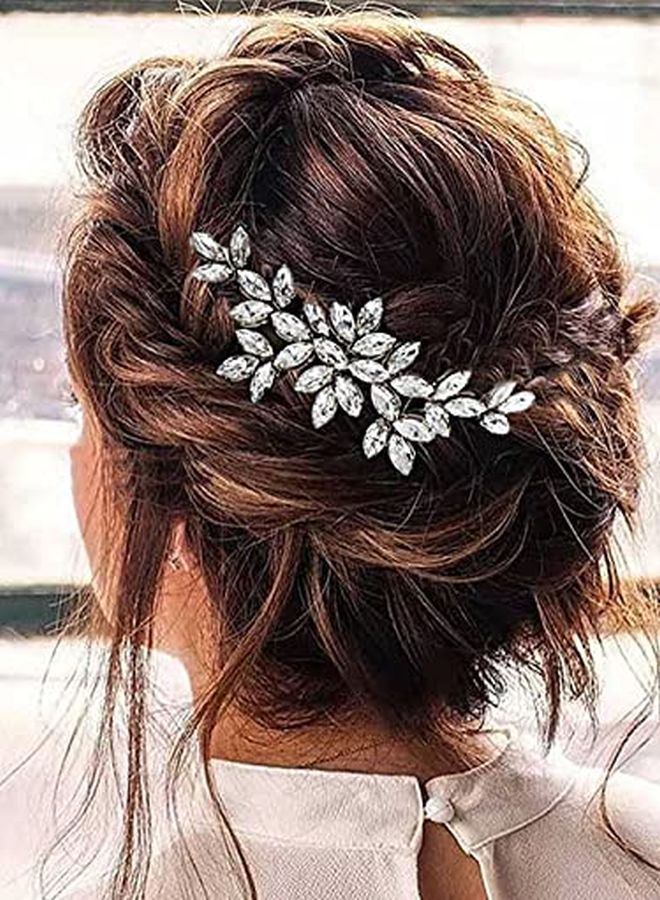 Bride Crystal Wedding Hair Comb Silver Bridal Side Comb Rhinestone Hair Accessorie For Women And Girls (ASilver)