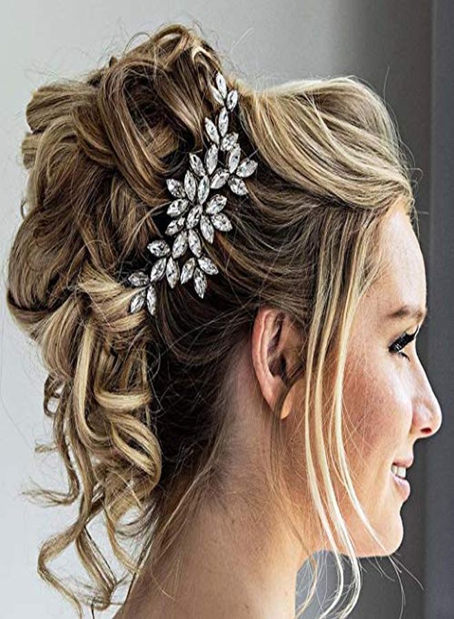 Bride Crystal Wedding Hair Comb Silver Bridal Side Comb Rhinestone Hair Accessorie For Women And Girls (ASilver)