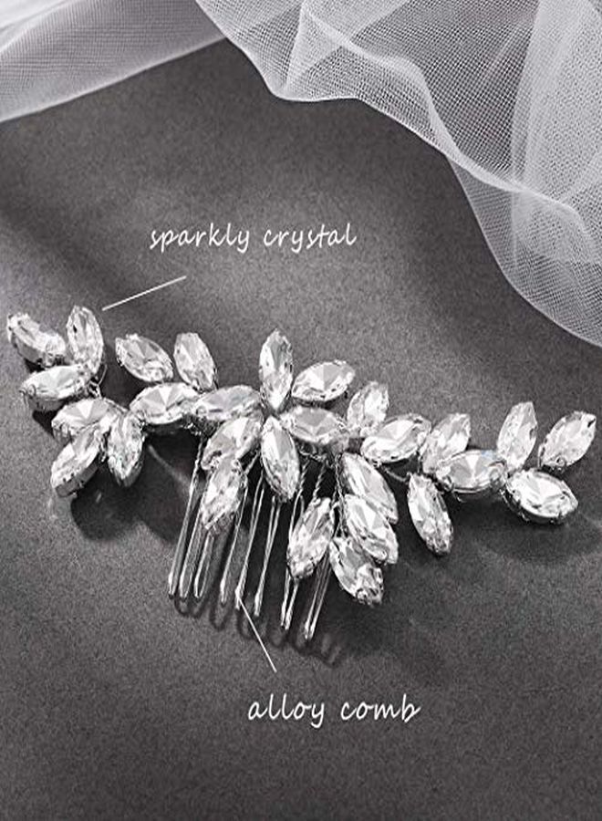 Bride Crystal Wedding Hair Comb Silver Bridal Side Comb Rhinestone Hair Accessorie For Women And Girls (ASilver)