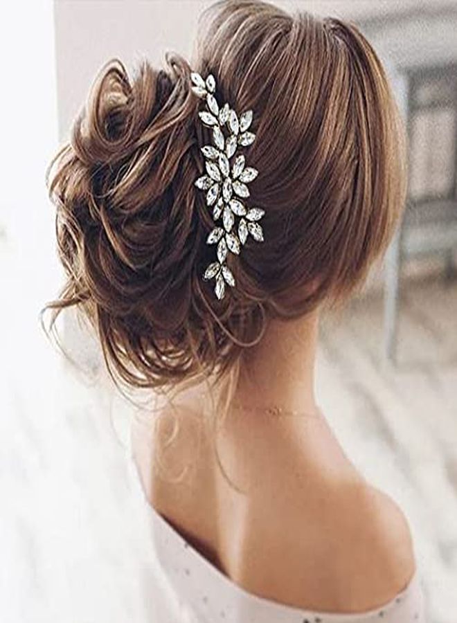 Bride Crystal Wedding Hair Comb Silver Bridal Side Comb Rhinestone Hair Accessorie For Women And Girls (ASilver)