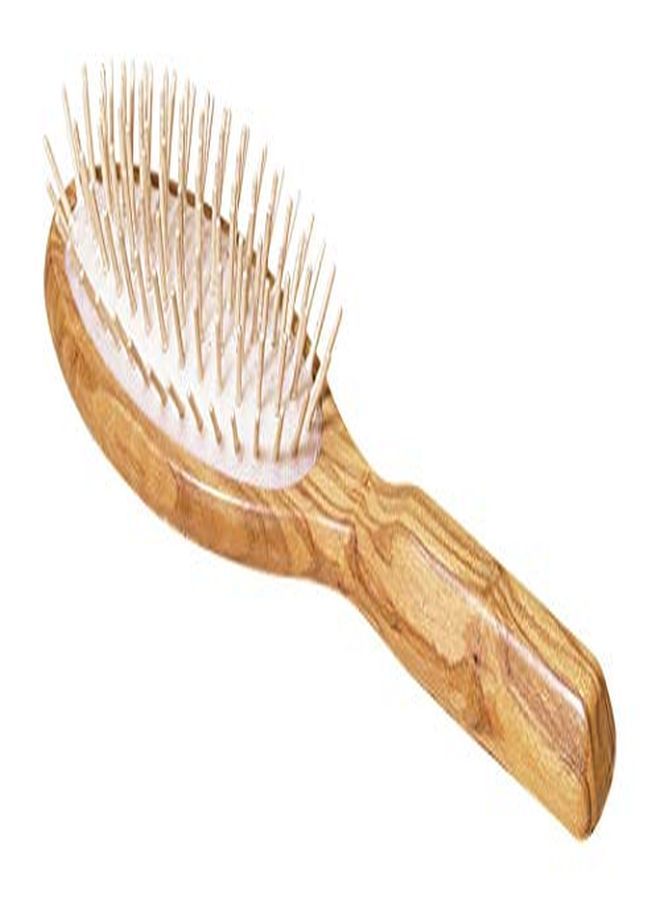 Maple Pin Oval Wooden Hairbrush With Waxed Olive Wood Handle, 81/2Inches