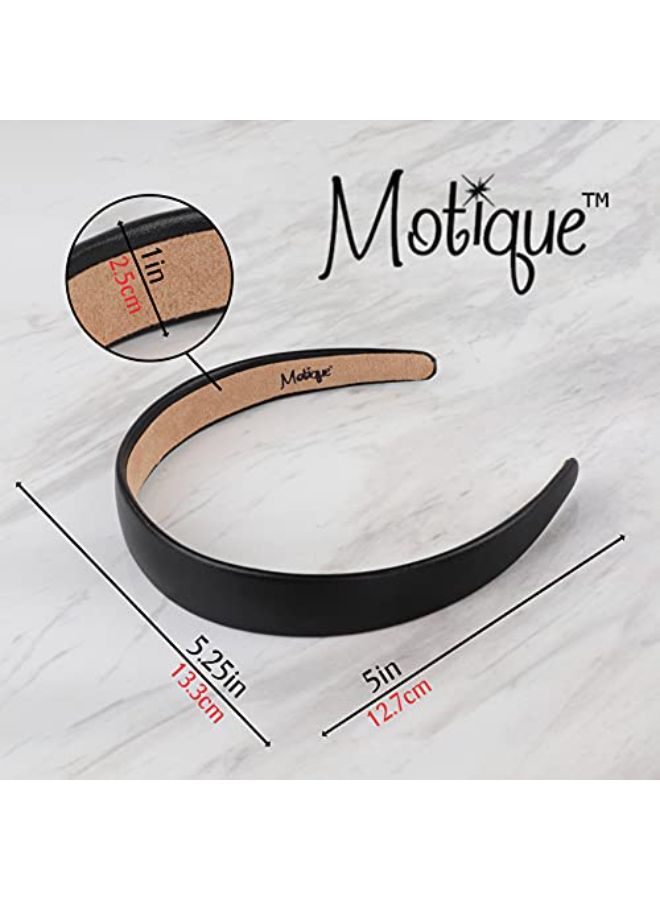 1 Inch Vegan Leather Headband For Women And Girls  Black