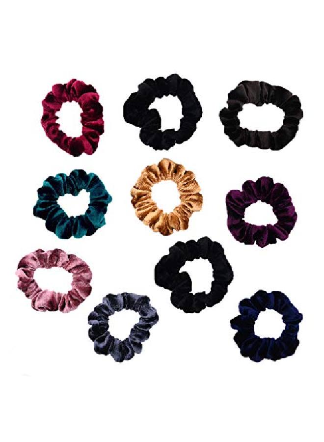 10 Pack Assorted Color Small Velvet Scrunchies For Thin Hair Women Elastic Hair Bands Accessories