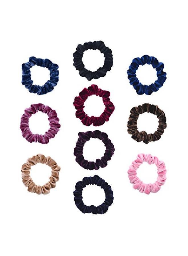 10 Pack Assorted Color Small Velvet Scrunchies For Thin Hair Women Elastic Hair Bands Accessories