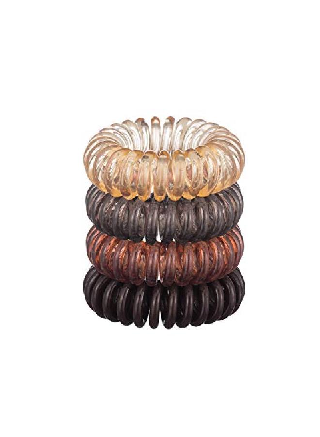 Spiral Hair Ties Coil Hair Ties Phone Cord Hair Ties Hair Coils 4 Pcs Brunette