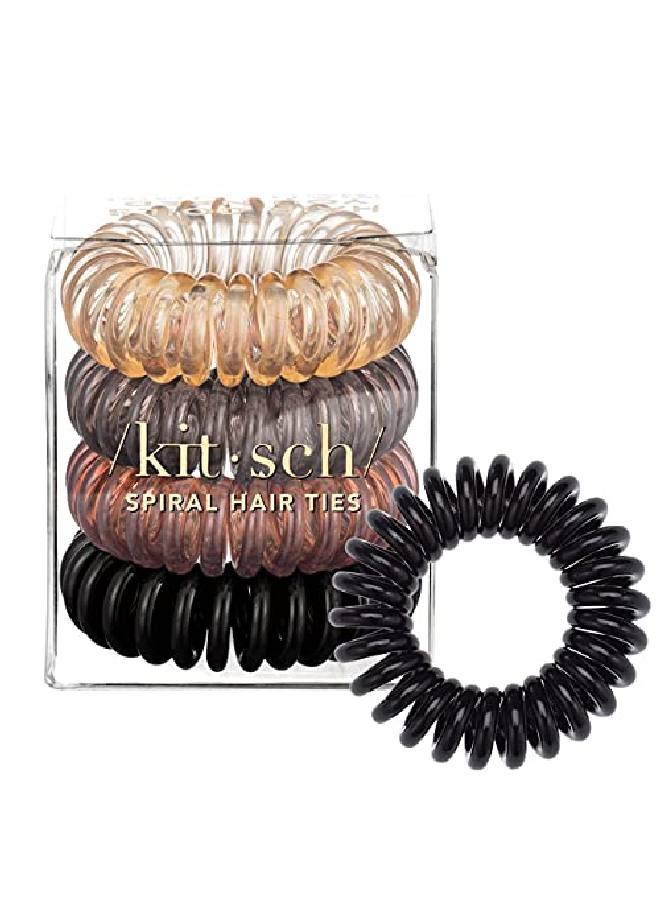 Spiral Hair Ties Coil Hair Ties Phone Cord Hair Ties Hair Coils 4 Pcs Brunette