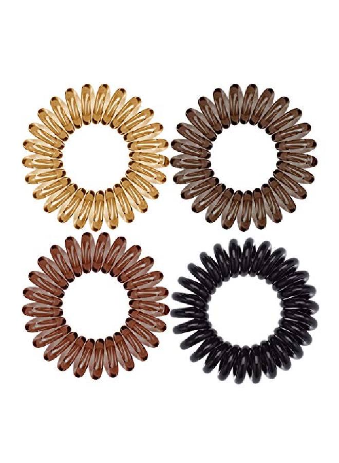 Spiral Hair Ties Coil Hair Ties Phone Cord Hair Ties Hair Coils 4 Pcs Brunette