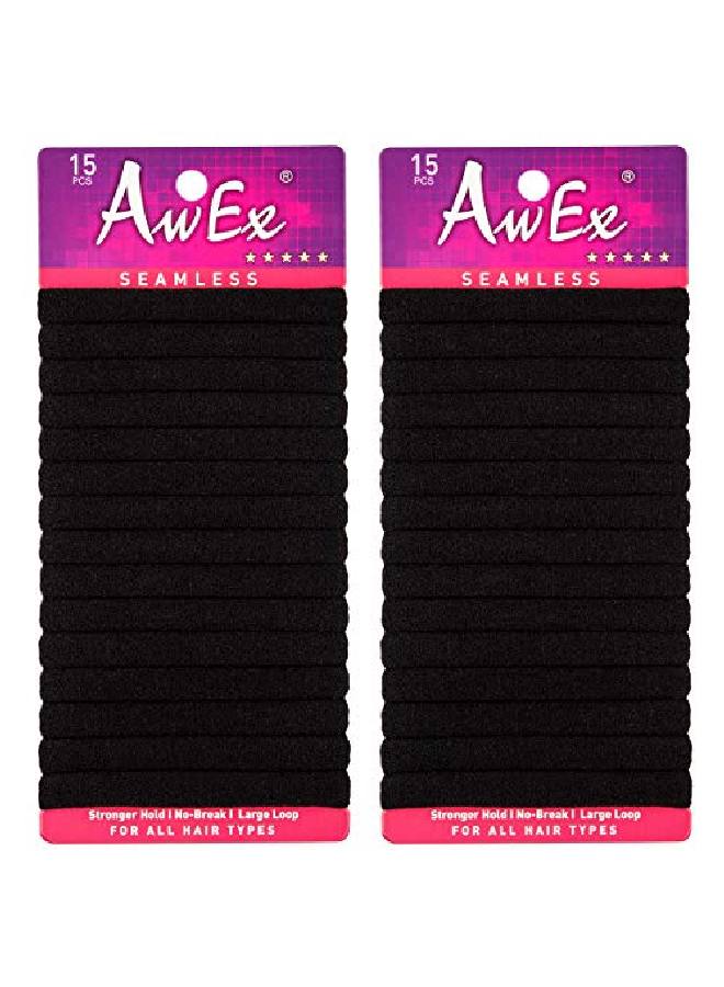 Seamlessblack Hair Ties30 Pcsmedium Thickness And Large Loopwrist Wearable Hairbandsno Metal Hair Scrunchiesno Pull Ponytail Holder