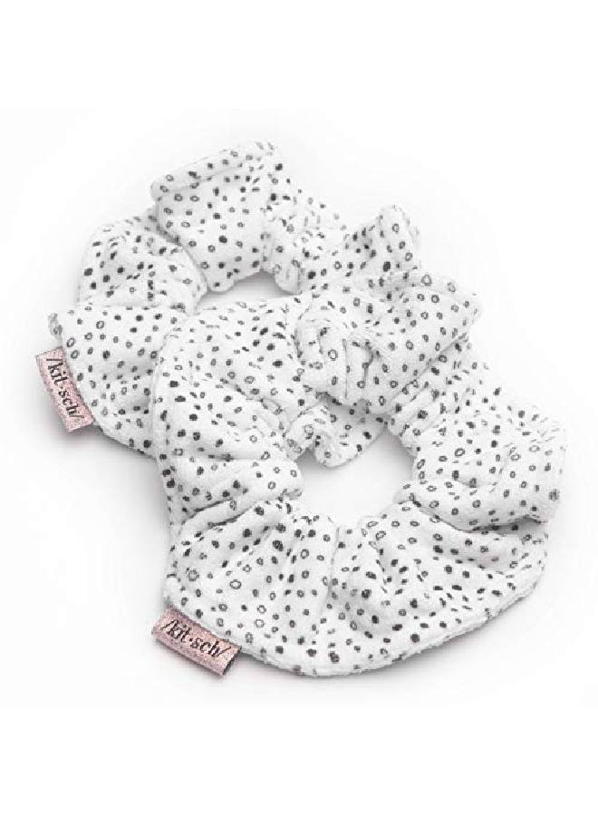 Ultra Soft Microfiber Hair Towel Scrunchies For Frizz Free Heatless Hair Drying Towel Scrunchies Large Thick Hair Ponytail Holder Hair Microfiber Towel Scrunchies 2 Pack (Micro Dot)