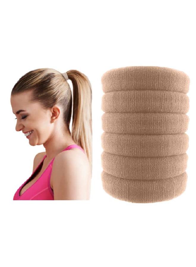 6 Pack No Crease Hair Tie Blonde Elastic Bands For Thick Curly Wavy Hair Seamless No Slip No Damage Design Ponytail Holders For Women & Men Flexible Comfort For All Day