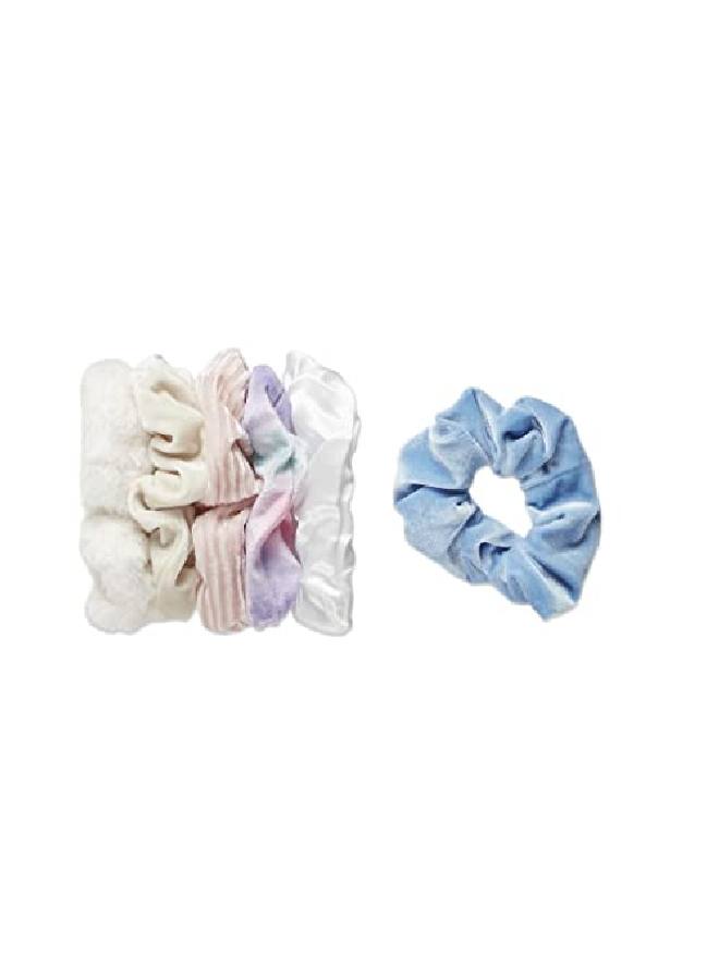 The Original Scrunchie® Girls Fashion Gift Set Includes 6 Unique Designs: Pastel Rainbow Velvet Cream Velour Pink Velvet White Faux Fur Blue Velour White Satin In Presentation Box