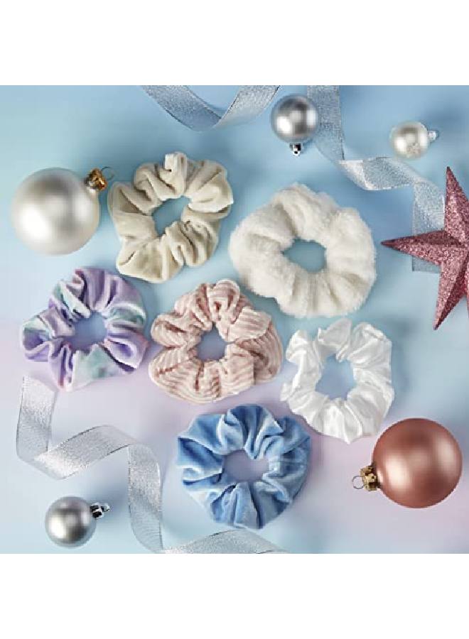 The Original Scrunchie® Girls Fashion Gift Set Includes 6 Unique Designs: Pastel Rainbow Velvet Cream Velour Pink Velvet White Faux Fur Blue Velour White Satin In Presentation Box