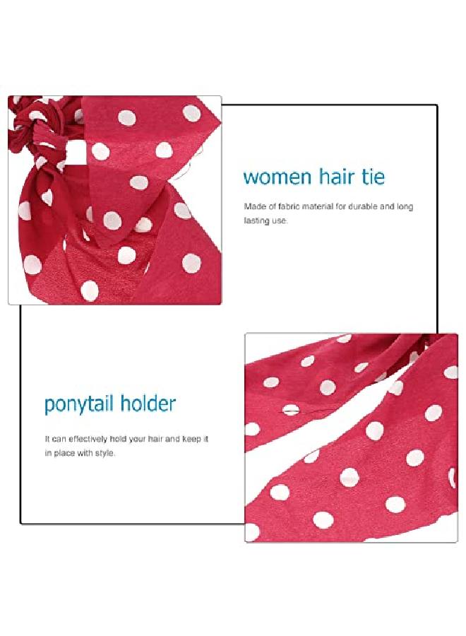 3Pcs Polka Dot Hair Scrunchies Vintage Chiffon Hair Scarf Ties Stylish Bow Ponytail Holders For Women