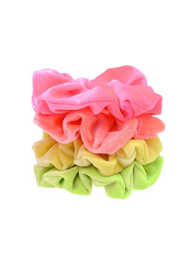 8 Pcs Neon Color Solid Velvet Scrunchies For Hair Girls' Elastic Hair Ties