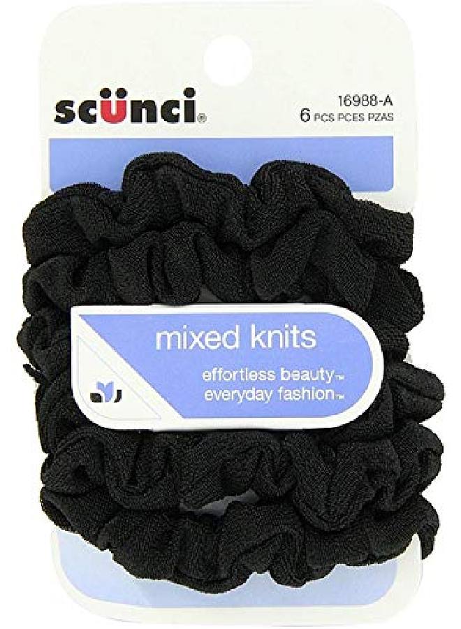 1698803A048 Black Mini The Original Mini Scrunchies 6 Count