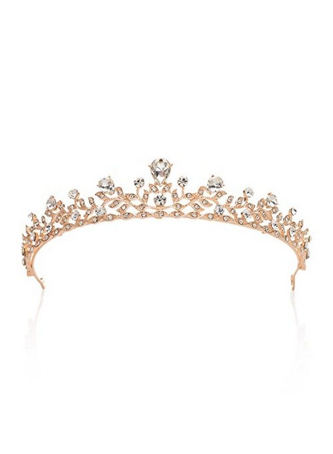 Crystal Wedding Tiara For Bride & Flower Girls Princess Tiara Headband Pageant Crown Bridal Hair Jewelry For Women And Girls Rose Gold